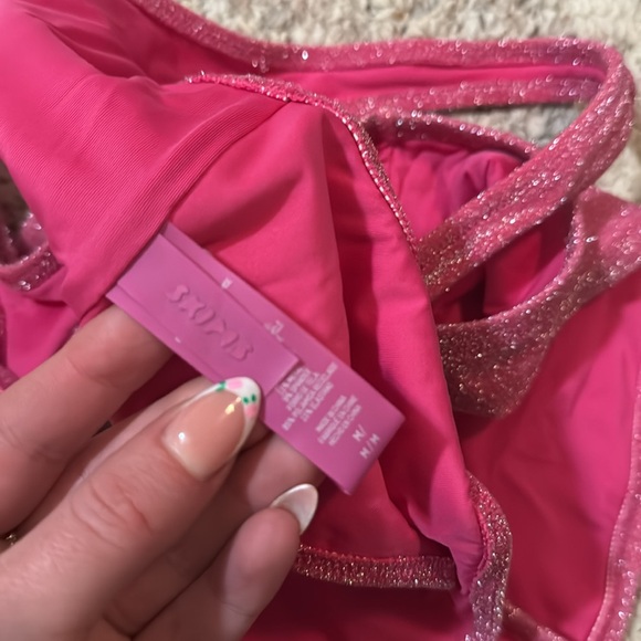 Skims Pink Glitter Monokini Size Medium - Picture 3 of 5